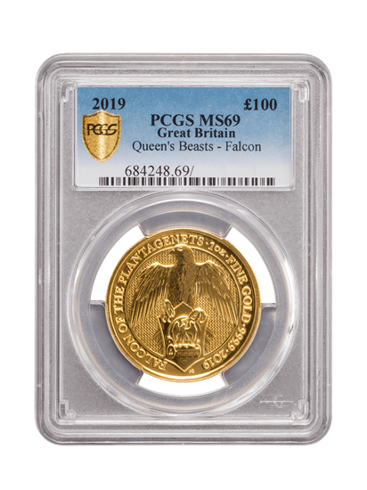 Picture of PCGS 2019 1oz Gold Queen's Beast 'Falcon' MS69