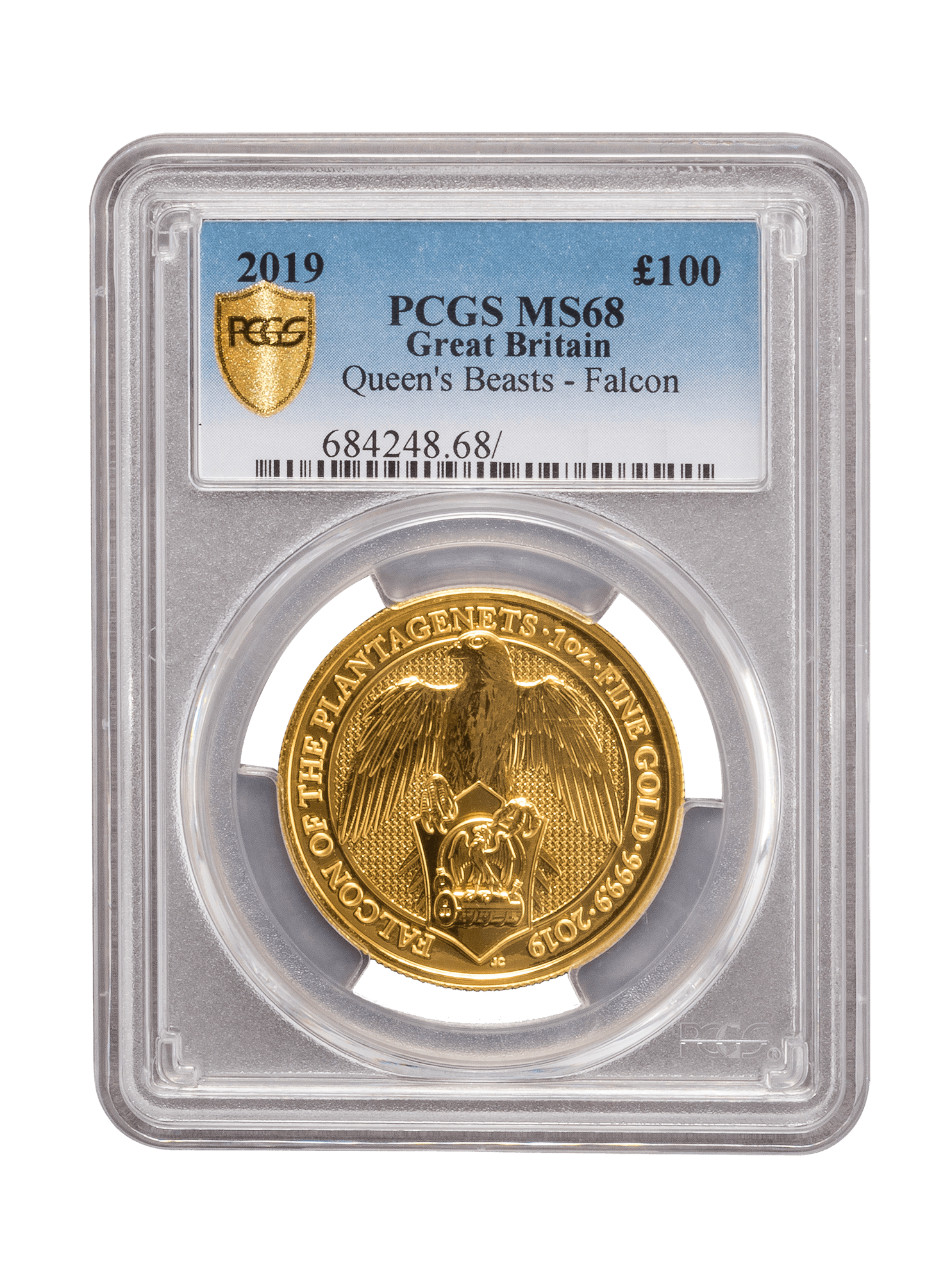 Picture of PCGS 2019 1oz Gold Queen's Beast 'Falcon' MS68