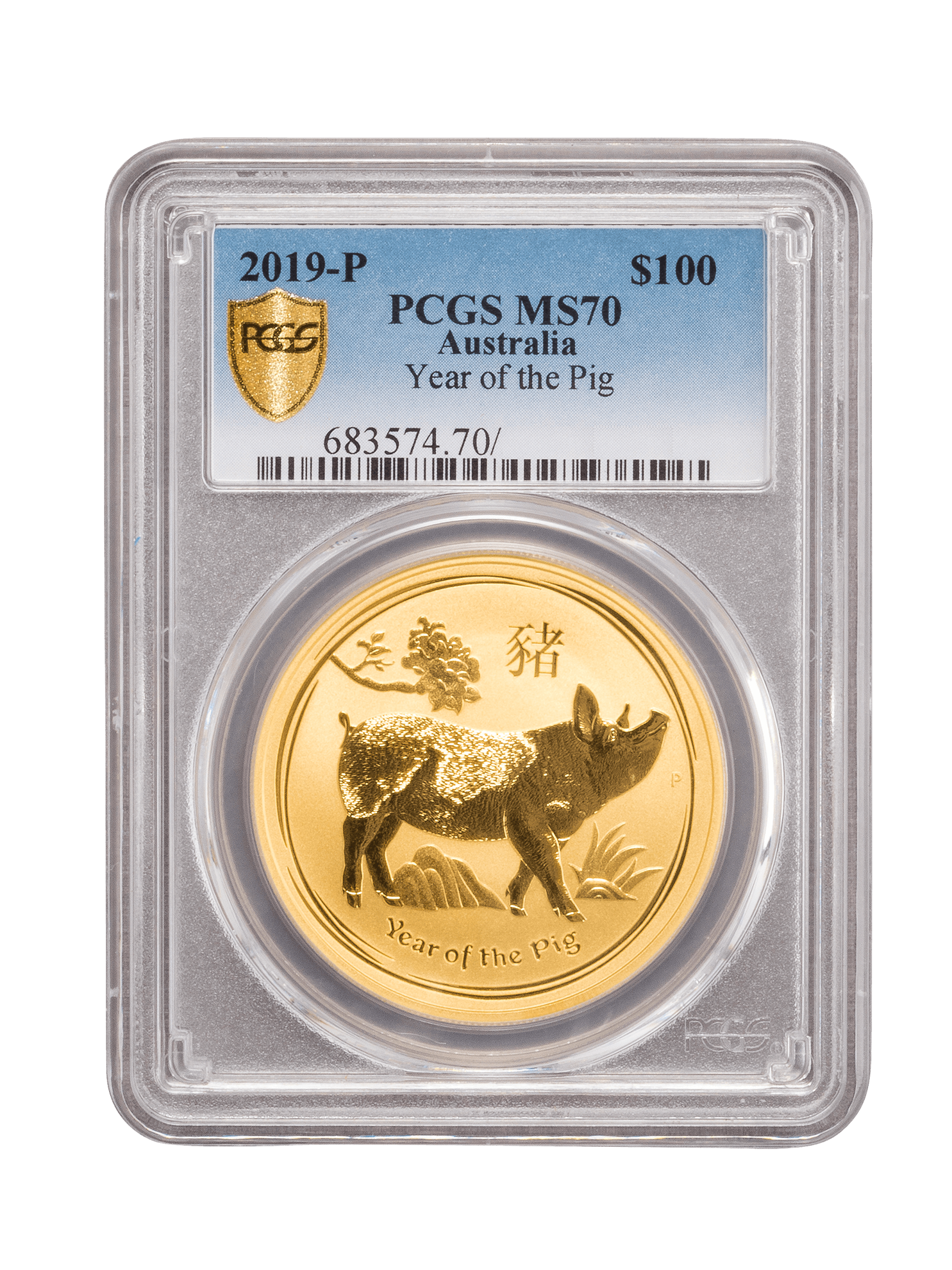 Picture of PCGS 2019 1oz Gold Australian Lunar I 'Year of the Pig' MS70