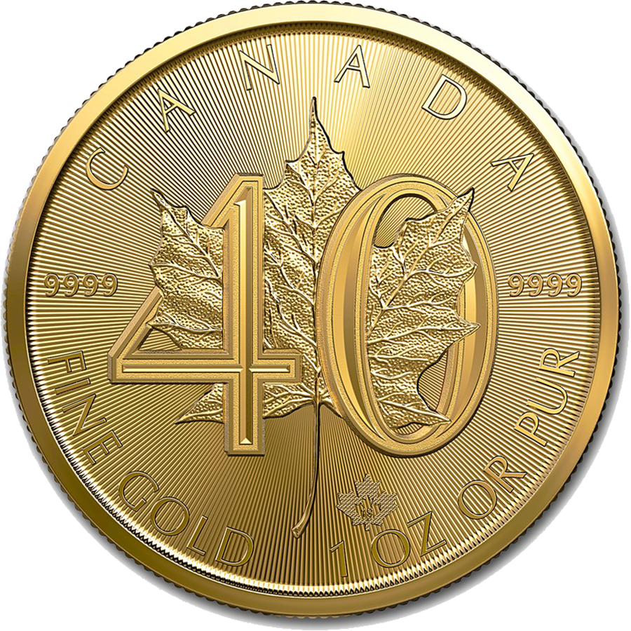 Picture of 2019 1oz 24k Gold Canadian Maple Leaf 40th Anniversary