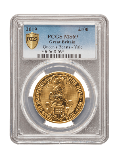 Picture of PCGS 2019 1oz Gold Queen's Beast 'Yale' MS69