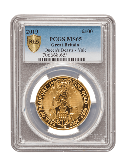 Picture of PCGS 2019 1oz Gold Queen's Beast 'Yale' MS68