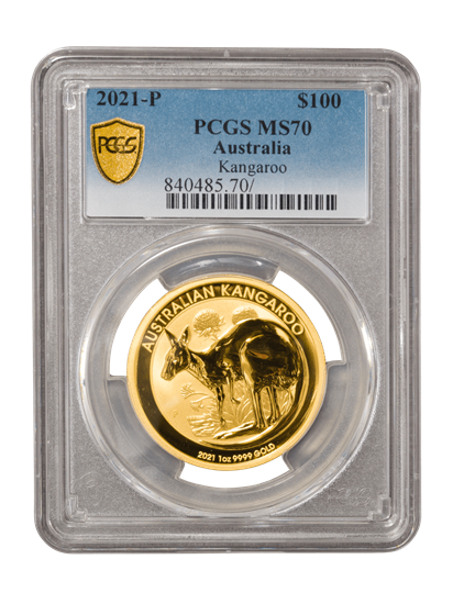 Picture of PCGS 2021 1oz Gold Australian Kangaroo MS70